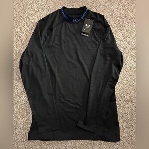 New Under Armour Men's Coldgear Mock Black Long Sleeve Shirt - Size L NWT